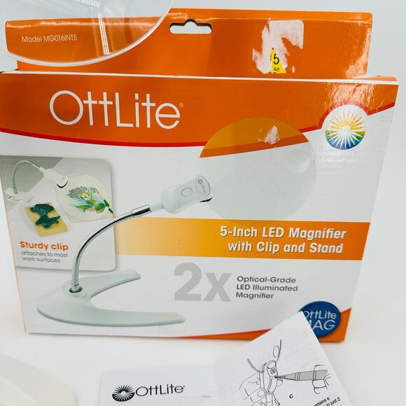 OttLite LED Magnifier Lamp Clip-On Freestanding Flexible Craft Hobby Light 2X - Picture 3 of 7